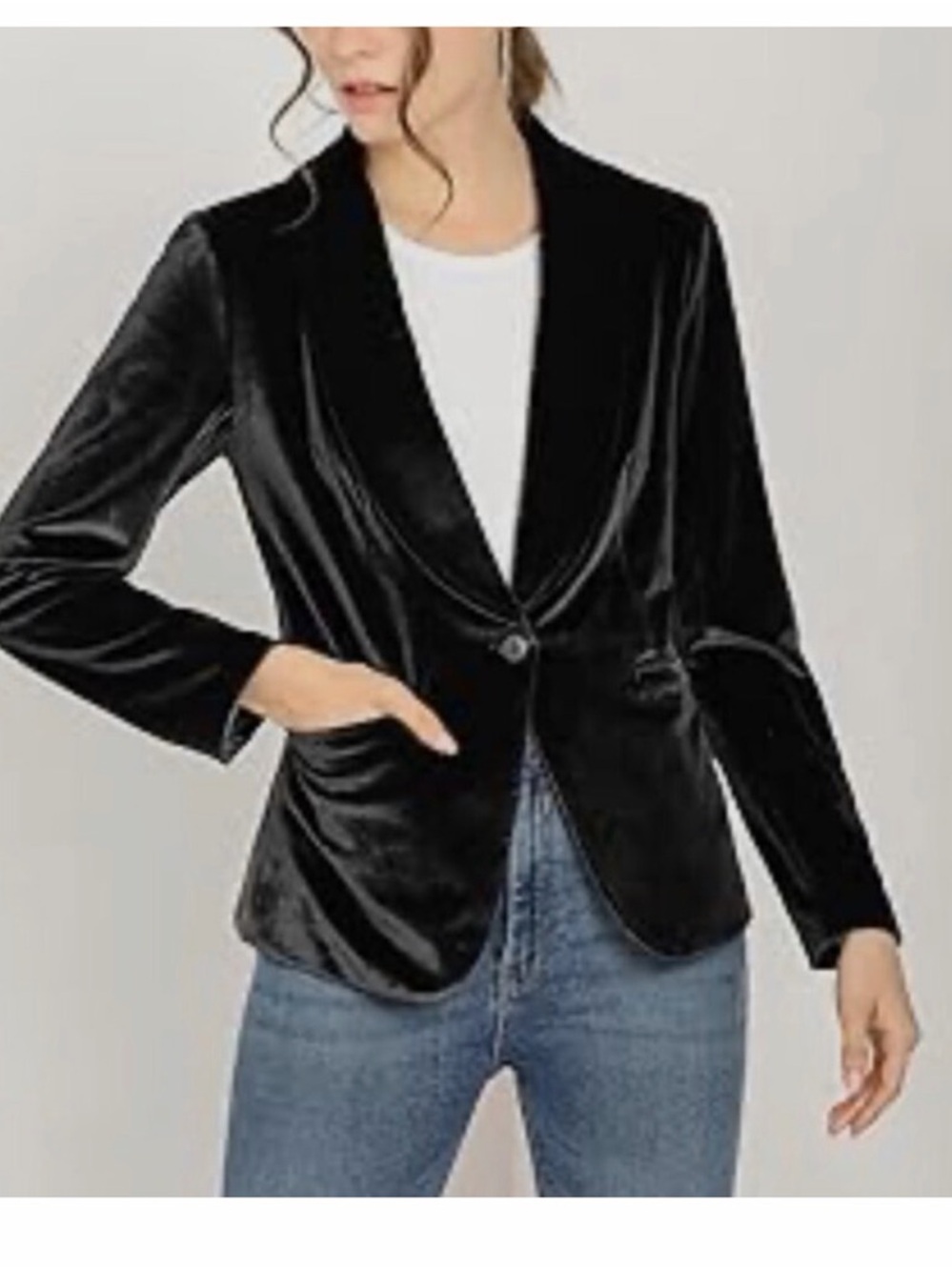 Express Black Velvet Single-Button Blazer Size 0